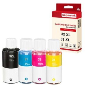 NOPAN-INK - x4 Cartouche compatible pour HP 32 XL Noir + Couleur