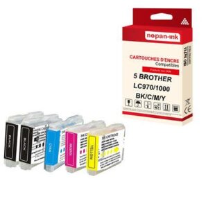NOPAN-INK - x5 Cartouche compatible pour BROTHER LC1000XL Noir (x2) + Couleur