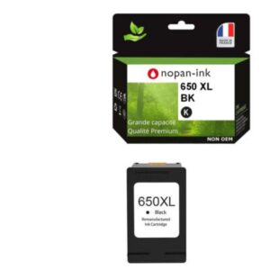 650XL fabriqué en France, 1 Cartouche d'encre compatible pour HP 650 XL Noir CZ1