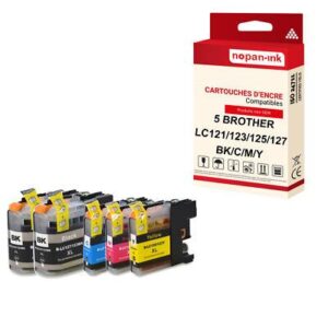 NOPAN-INK - x5 Cartouche compatible pour BROTHER LC125XL Noir (x2) + Couleur