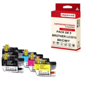 NOPAN-INK - x5 Cartouche compatible pour BROTHER LC3213XL Noir (x2) + Couleur