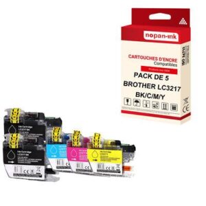 NOPAN-INK - x5 Cartouche compatible pour BROTHER LC3217XL Noir (x2) + Couleur