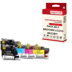 NOPAN-INK - x5 Cartouche compatible pour BROTHER LC3219XL Noir (x2) + Couleur