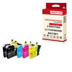 NOPAN-INK - x5 Cartouche compatible pour BROTHER LC985XL Noir (x2) + Couleur