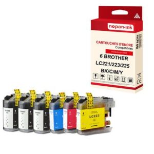 NOPAN-INK - x6 Cartouche compatible pour BROTHER LC225XL Noir (x3) + Couleur