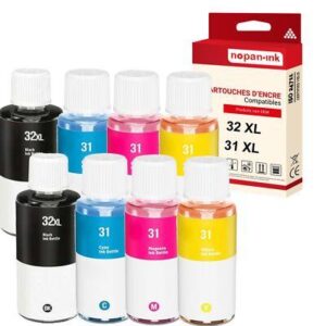 NOPAN-INK - x8 Cartouche compatible pour HP 32 XL HP 32 XL Noir + Couleur