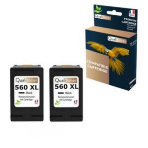PG 560XL, 2 Cartouche d'encre compatible pour CANON PG560 XL Noir 3712C001/3713C
