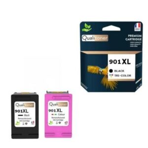 901XL fabriqué en France, 2 Cartouche d'encre compatible pour HP 901 XL Noir / C