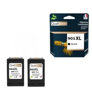 901XL fabriqué en France, 2 Cartouche d'encre compatible pour HP 901 XL Noir CC6