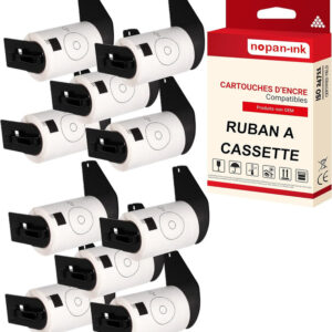 RUBAN compatible pour Brother DK11207 Noir + blanc PK10 Lot de 100 Étiquettes