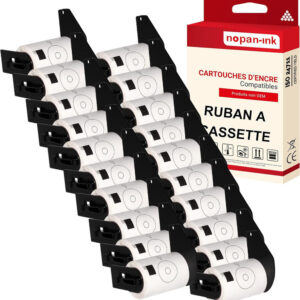 RUBAN compatible pour Brother DK11207 Noir + blanc PK20 Lot de 100 Étiquettes