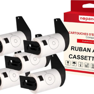 RUBAN compatible pour Brother DK11207 Noir + blanc PK5 Lot de 100 Étiquettes