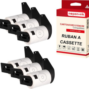 RUBAN compatible pour Brother DK11207 Noir + blanc PK6 Lot de 100 Étiquettes