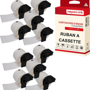 RUBAN compatible pour Brother DK11209 Noir + blanc PK10 Lot de 800