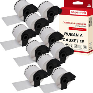 RUBAN compatible pour Brother DK22205 Noir + blanc PK10