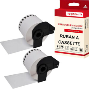 RUBAN compatible pour Brother DK22205 Noir + blanc PK2