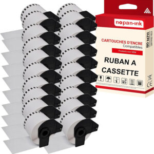 RUBAN compatible pour Brother DK22205 Noir + blanc PK20