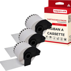 RUBAN compatible pour Brother DK22205 Noir + blanc PK3