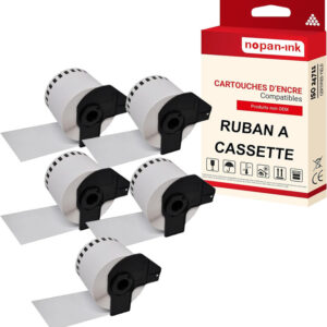 RUBAN compatible pour Brother DK22205 Noir + blanc PK5