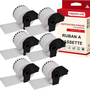 RUBAN compatible pour Brother DK22205 Noir + blanc PK6
