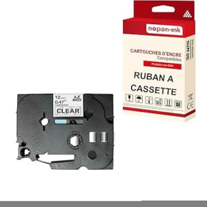 RUBAN compatible pour Brother TZE-131 Noir + transparent PK1 Largeur 12 mm / 8 mètres