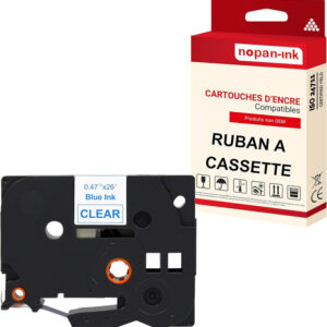 RUBAN compatible pour Brother TZE-133 Bleu + transparent PK1 Largeur 12 mm / 8 mètres