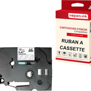 RUBAN compatible pour Brother TZE-135 Blanc + transparent PK1 Largeur 12 mm / 8 mètres