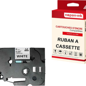 RUBAN compatible pour Brother TZE-211 Noir + blanc PK1 Largeur 6 mm / 8 mètres