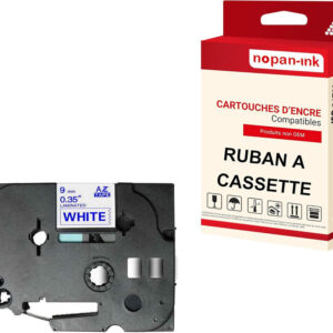 RUBAN compatible pour Brother TZE-223 Blanc + bleu PK1 Largeur 9 mm / 8 mètres
