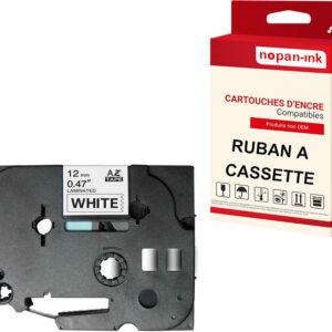 RUBAN compatible pour Brother TZE-231 Noir + blanc PK1 Largeur 12 mm / 8 mètres