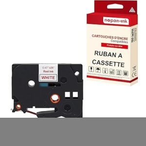 RUBAN compatible pour Brother TZE-232 Rouge + Blanc PK1 Largeur 12 mm / 8 mètres