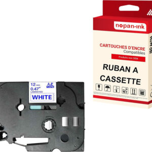 RUBAN compatible pour Brother TZE-233 Blanc + bleu PK1 Largeur 12 mm / 8 mètres
