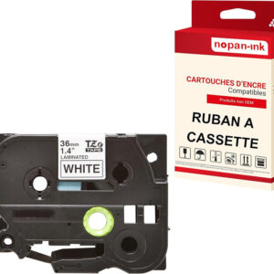 RUBAN compatible pour Brother TZE-261 Noir + blanc PK1 Largeur 36 mm / 8 mètres