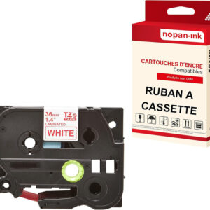 RUBAN compatible pour Brother TZE-262 Rouge + Blanc PK1 Largeur 36 mm / 8 mètres