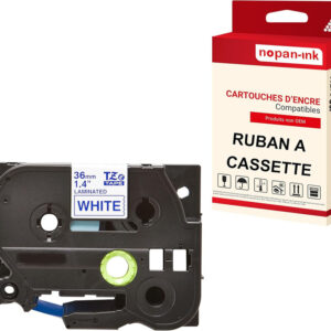 RUBAN compatible pour Brother TZE-263 Blanc + bleu PK1 Largeur 36 mm / 8 mètres