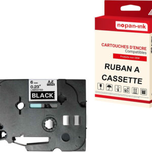 RUBAN compatible pour Brother TZE-315 Noir + blanc PK1 Largeur 6 mm / 8 mètres