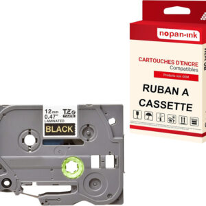 RUBAN compatible pour Brother TZE-334 Noir + or PK1 Largeur 12 mm / 8 mètres