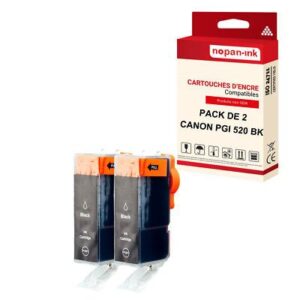 Cartouche CANON 520XL Noir compatible x2 NOPAN-INK