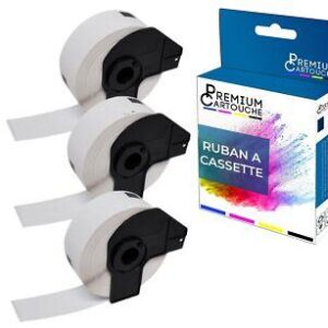 Ruban DK11201 pour Brother compatible noir sur fond blanc x 3 ruban d'étiquette