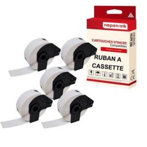 Ruban DK11201 pour Brother compatible noir sur fond blanc x 5 ruban d'étiquette