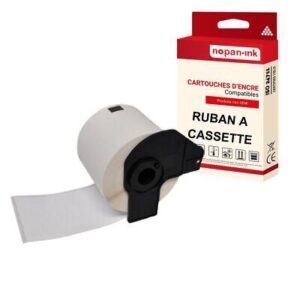 Ruban DK11202 pour Brother compatible noir sur fond blanc x 1 ruban d'étiquette