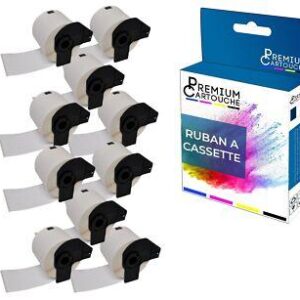 Ruban DK11202 pour Brother compatible noir sur fond blanc x 10 ruban d'étiquett