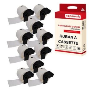Ruban DK11202 pour Brother compatible noir sur fond blanc x 10 ruban d'étiquett
