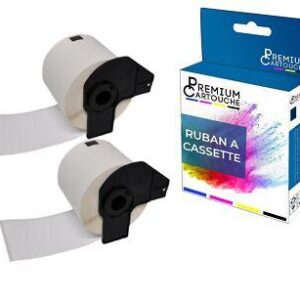 Ruban DK11202 pour Brother compatible noir sur fond blanc x 2 ruban d'étiquette