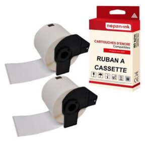 Ruban DK11202 pour Brother compatible noir sur fond blanc x 2 ruban d'étiquette