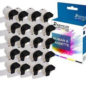 Ruban DK11202 pour Brother compatible noir sur fond blanc x 20 ruban d'étiquett