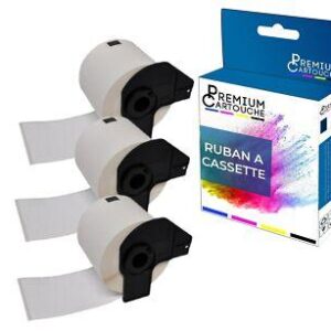 Ruban DK11202 pour Brother compatible noir sur fond blanc x 3 ruban d'étiquette