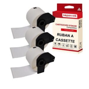Ruban DK11202 pour Brother compatible noir sur fond blanc x 3 ruban d'étiquette