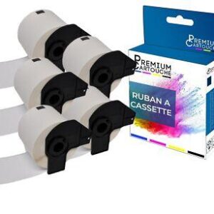 Ruban DK11202 pour Brother compatible noir sur fond blanc x 5 ruban d'étiquette