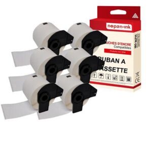 Ruban DK11202 pour Brother compatible noir sur fond blanc x 6 ruban d'étiquette